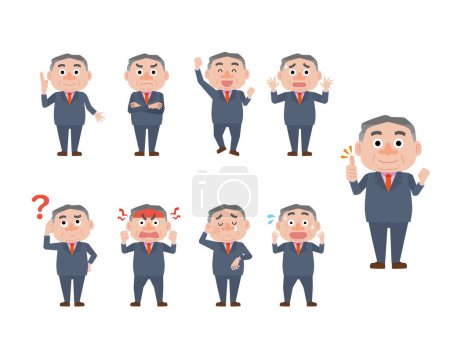Illustration for Illustration set of a fat middle-aged man in a suit - Royalty Free Image