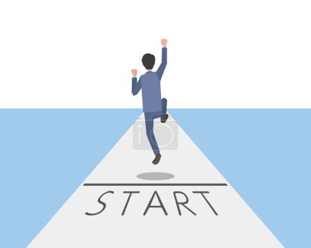 Illustration for A man who jumps up and is willing to start - Royalty Free Image