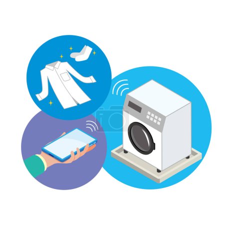 Téléchargez les illustrations : Image de machine à laver des appareils ménagers intelligents - en licence libre de droit