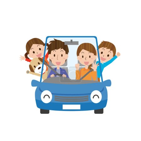 Ilustración de Ilustración para conducir felizmente con la familia - Imagen libre de derechos