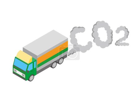 Ilustración de Ilustración de los gases de escape del camión y el carácter CO2 - Imagen libre de derechos