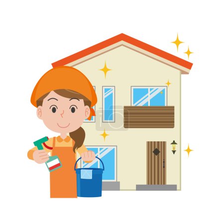 Illustration for Illustration of a woman doing house cleaning - Royalty Free Image