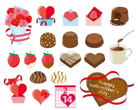 Téléchargez les illustrations : Ensemble d'illustration de cadeaux japonais de chocolat de Saint Valentin - en licence libre de droit