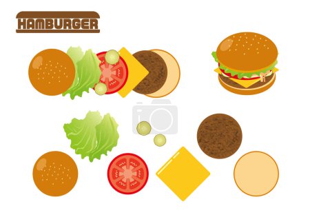 Téléchargez les illustrations : Illustration matérielle des ingrédients du hamburger - en licence libre de droit