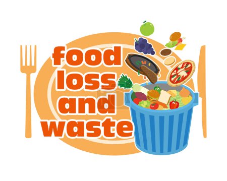 Illustration material with the image of food loss