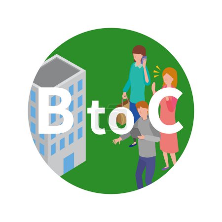 Téléchargez les illustrations : Illustration du modèle d'affaires BtoC - en licence libre de droit