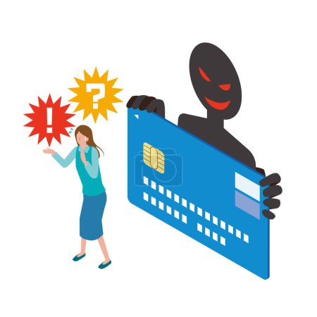 Ilustración de Imagen ilustrativa del uso fraudulento de tarjetas de crédito - Imagen libre de derechos