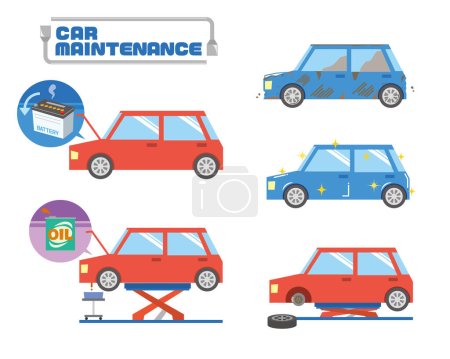 Illustration for Car repair and maintenance image illustration set - Royalty Free Image