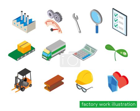 Ilustración de Ilustración de puestos de trabajo y actividades de fábrica - Imagen libre de derechos