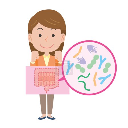 Ilustración de Mujeres con buen intestino y bacterias intestinales - Imagen libre de derechos
