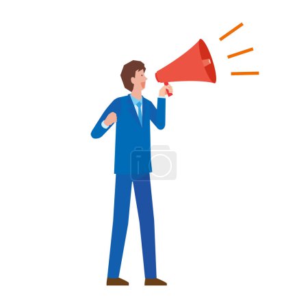 Illustration for A man calling out with a loudspeaker - Royalty Free Image