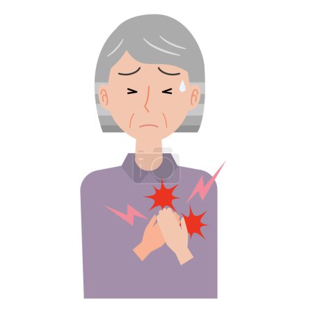 Illustration for Elderly woman with chest pain - Royalty Free Image