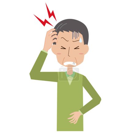 Ilustración de Hombre de mediana edad con dolor de cabeza - Imagen libre de derechos