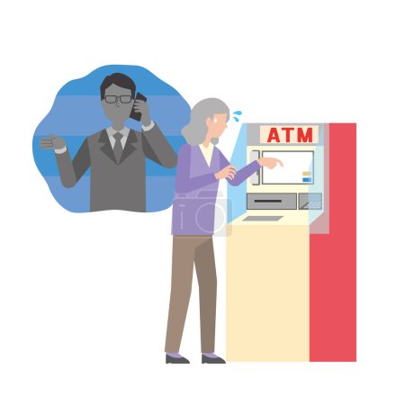Téléchargez les illustrations : Illustration d'image de fraude par transfert ATM - en licence libre de droit