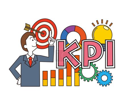 Lettres KPI et homme d'affaires