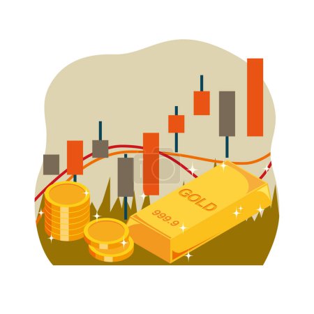 Ilustración de Imagen ilustrativa del mercado del precio del oro - Imagen libre de derechos