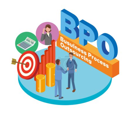 Illustration for Image illustration of BPO (Business Process Outsourcing) - Royalty Free Image