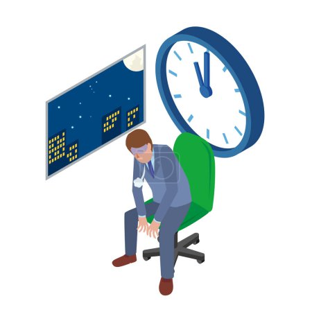 Illustration for A man exhausted from overtime work - Royalty Free Image