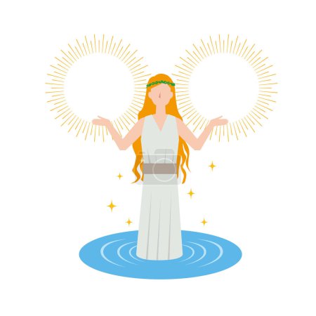 Ilustración de Diosa emergiendo del lago - Imagen libre de derechos