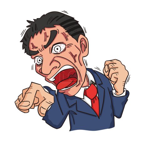 Illustration d'un employé de bureau masculin qui se met en colère