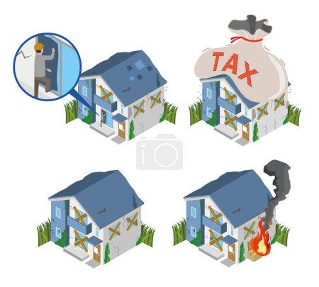 Illustration for Image illustration set of vacant house problem - Royalty Free Image