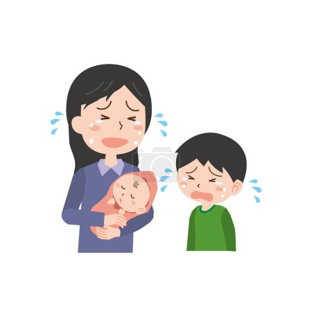 Parent et enfant pleurant de douleur