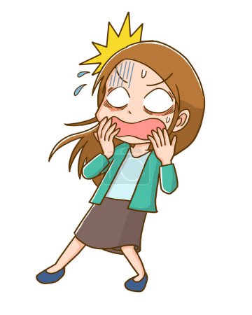 Illustration for A young woman who is surprised and shocked - Royalty Free Image