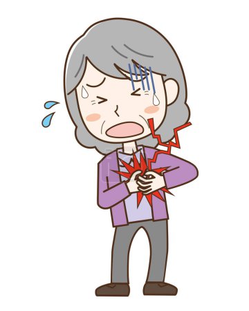 Illustration d'une femme âgée qui ressent une douleur thoracique