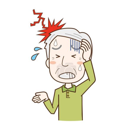 Illustration for Elderly man suffering from a strong headache - Royalty Free Image