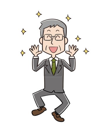 Happy and jumping middle-aged man