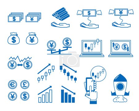 Forex and stock trading icon illustration set