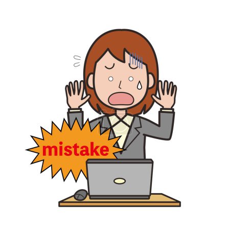 A female office worker who makes a mistake when working on a computer