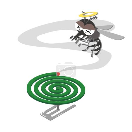 Ilustración de Ilustración de la exterminación de mosquitos con varillas de incienso con ingredientes insecticidas - Imagen libre de derechos
