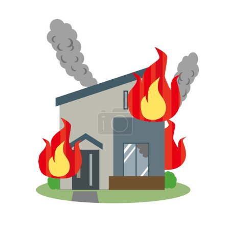 Image illustration of a single house fire