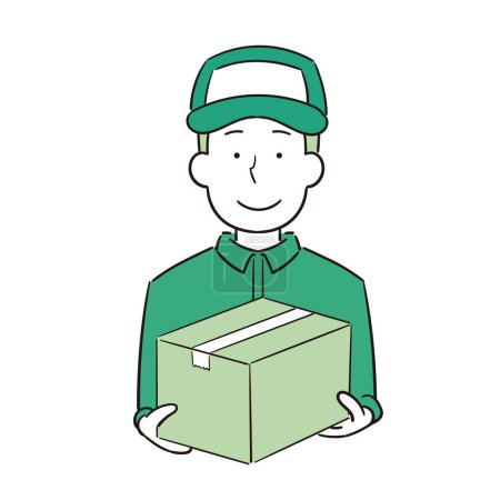 Illustration of a male deliveryman holding luggage