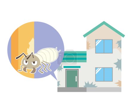 Téléchargez les illustrations : Maisons unifamiliales endommagées par les termites - en licence libre de droit