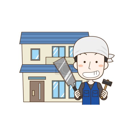 Carpenter man with tools to build a house