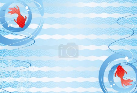 Illustration de fond du poisson rouge nageant et de la surface de l'eau