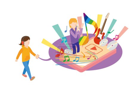Illustration for Image of listening to music with a music player - Royalty Free Image