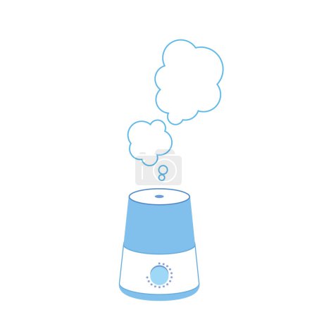 Illustration of a small humidifier that emits water vapor