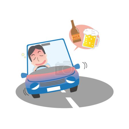 Illustration eines Mannes, der betrunken Auto fährt