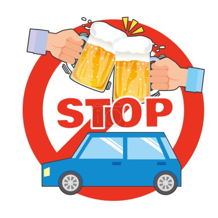 Illustration to call attention to the prohibition of drunk driving