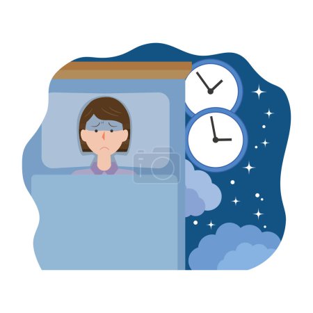 Illustration einer Frau mit Schlaflosigkeit