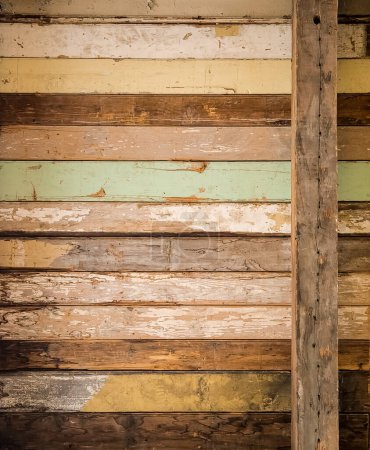 Antique board wall background in aged painted colors