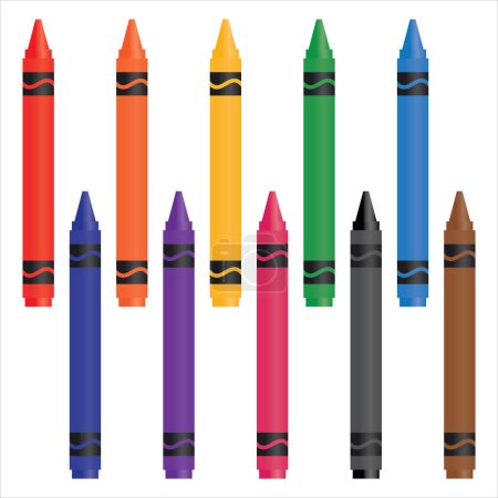 Téléchargez les illustrations : Illustration vectorielle de crayons de différentes couleurs - en licence libre de droit
