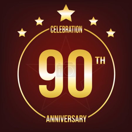 Ilustración de 90ThCelebrationAnniversary - Celebrar el 90º aniversario en gran estilo con un banner de vectores de lujo y clásico. Un diseño sofisticado y elegante para conmemorar este hito especial. - Imagen libre de derechos
