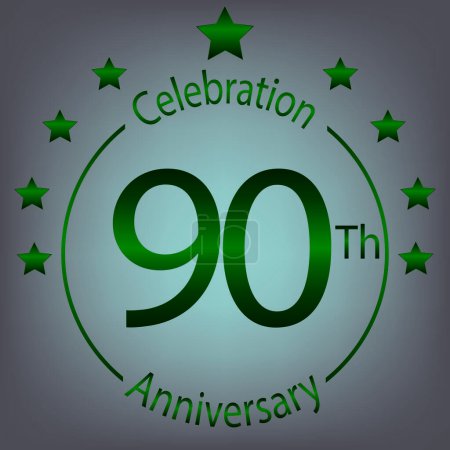 Ilustración de 90ThCelebrationAnniversary - Celebrar el 90º aniversario en gran estilo con un banner de vectores de lujo y clásico. Un diseño sofisticado y elegante para conmemorar este hito especial. - Imagen libre de derechos