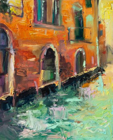 Photo for Oil abstract impressionism painting of Venice, Italy - Royalty Free Image