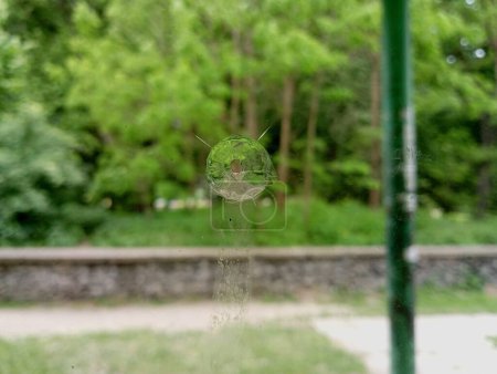 A round hole in the glass.