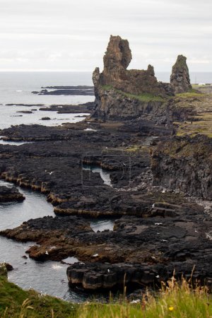 Foto de Acantilados rocosos negros en Islandia. Foto de alta calidad - Imagen libre de derechos